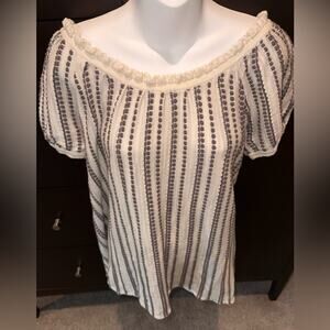 Marc by Marc Jacobs Balloon Short Sleeves w Stripe Knit Pattern Sweater M EUC